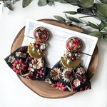 大ぶりチュールインド刺繍リボンタッセルイヤリング/ピアス