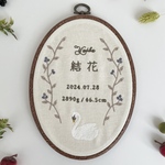 〘 SWAN 〙刺繍命名書 お七夜 節句 記念 ベビー　