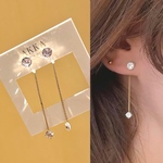 Zirconia chain simple earring ジルコニアとチェーンのシンプルイヤリング          樹脂イヤリング樹脂ピアス金属アレルギーノンホールピアス