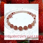 ［再販8］アフリカンストロベリークォーツ🍓を花束にして💐　ピンクエピドート　シングル　ワイヤー　ブレスレット　#minne_new 