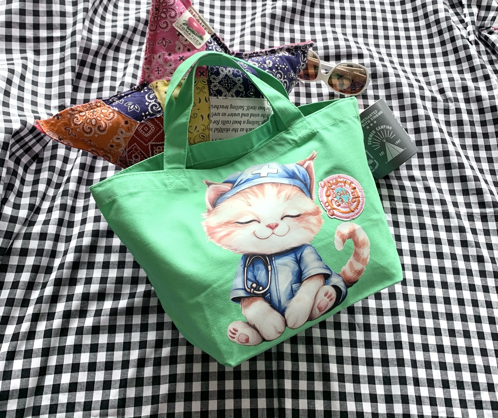 ハンドメイド トートバッグ(パネルポケット仕様)