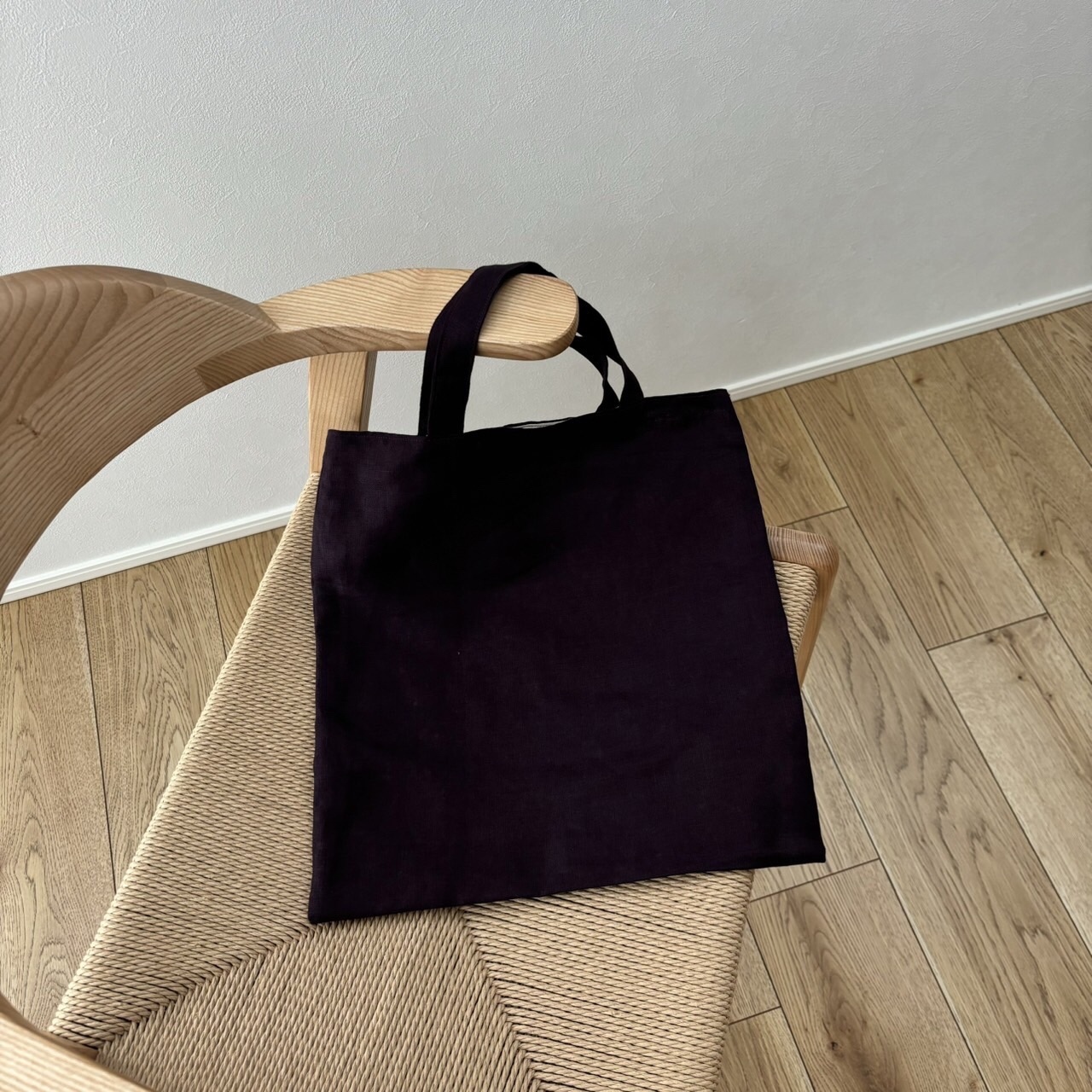 はんび　トートバッグ　ハンドメイド　ブラック　パープル 紫 - トートバッグの人気通販 | minne 国内最大級のハンドメイド