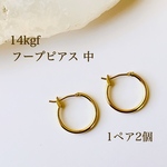 高品質 14kgf フープピアス 中 チューブ 直径14mm 1ペア2個 アレルギー対応 パーツ