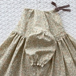 全5色／受注製作オーダーメイド【子供服80cm、90cm、100cm、110cm、120cm、130cm、140cm】ローン花柄『ベル』お袖ポワンぽわんのギャザーたっぷりヨークワンピース　ポワン袖