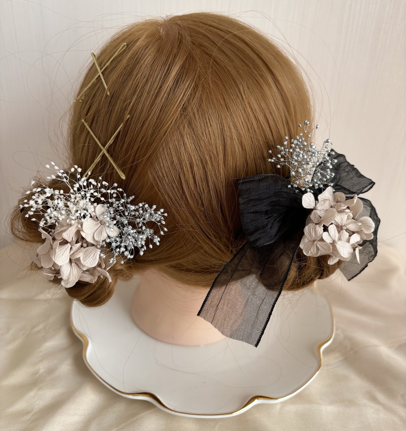 花柄プリントオーガンジー シュシュ ♡ ハンドメイド
