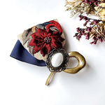 【new❣】＊antique flower＊メタルWリボン＊ ポニーフック＊アンティークゴールド＊H088