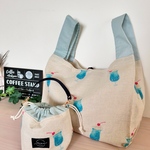 【2点セット】巾着＆エコバッグ★水色 クリームソーダ