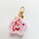 [8月23日再販] Dots star shaker keychain (pink)