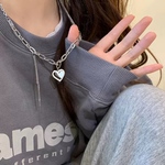 【ネックレス】1本入り　チェーン　ハート　オープンハート　シルバー　アジャスター付き