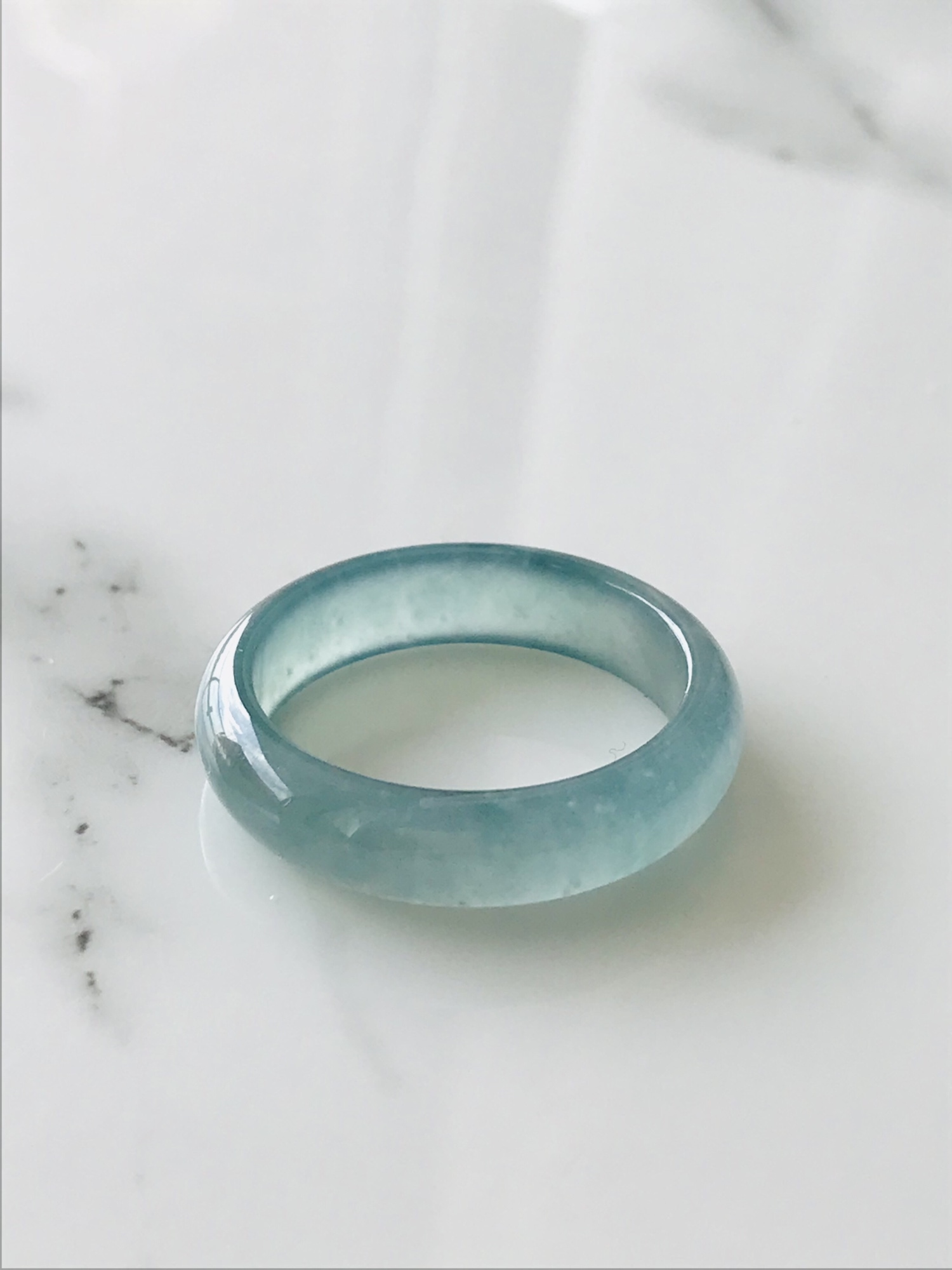 [R138-0011］ ジェイド　JADE ヒスイ　本翡翠　くりぬき　リング　天然石　一点物　グアテマラ産　アイスブルーグリーン　20号