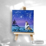 ★再販 【星に願いを・シェルティ】　絵　小さい絵　アート　シェルティ流れ星