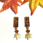紅葉が可愛い天然石付きピアス／イヤリング 