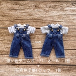 JANAYA ハンドメイド　オビツ11 ob11 服　濃い色デニムオーバーオールとTシャツ　2点セット　翌日発送