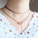 アレルギー対応【2本セット】レザーチョーカーとスネークチェーンのロングネックレス