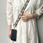 【一点物】インド刺繍リボン スマホショルダー 調節可能