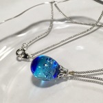 【yu様より、オーダーいただきました】R-107 海のしずく☆ガラス玉のネックレス ブルー