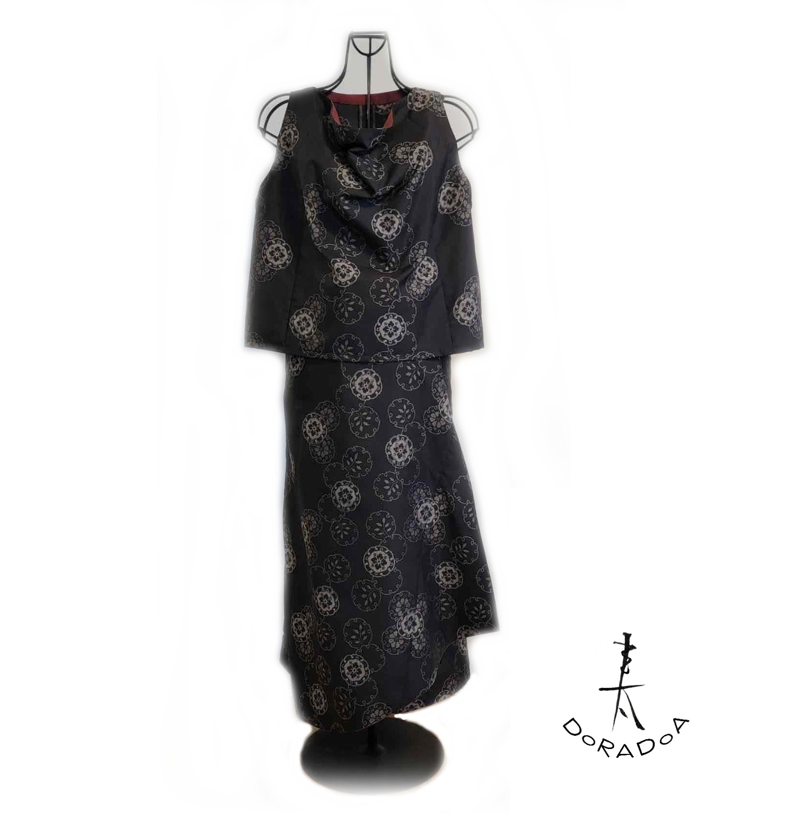 1点物】美品 着物 リメイク ロングスカート 黒留袖 セットアップ