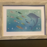 海で泳ぐイルカ🐬と魚達🐟　2L 原画　送料無料　額なし