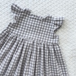 全12色／受注製作オーダーメイド【子供服80cm、90cm、100cm、110cm、120cm、130cm、140cm】肩フリル袖のギンガムチェックノースリーブギャザーたっぷりヨークワンピース