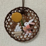   ちりめん細工：お月見うさぎのカゴ飾り(6)