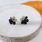 『kobana』小花３つのピアス　黒×金