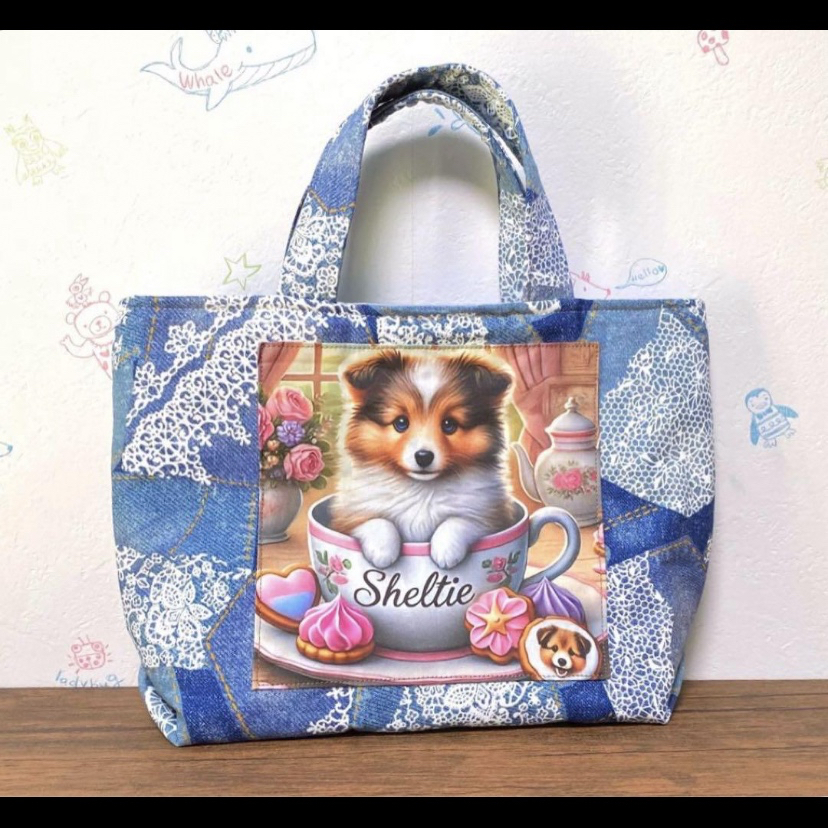 おしゃれフラミンゴのハワイアンキルトバッグ ハンドメイド