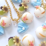 スイカ乗せうさこさんとひまわりのチャーム  💙クリーム白玉添え 🍉🐰🌻