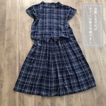 ネイビーチェックの可愛いセットアップ