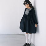 【入学式】刺繍切替　ネイビー　フリルワンピース　100 110 120 130 【七五三】ふんわり　フォーマル