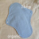 オーガニック　ꕤ　布ナプキン　Ｍsize水色チェック