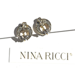 1376 VINTAGE  NINARICCI ニナリッチ  サークルビジューバイカラーゴールドイヤリング  ブライダル　結婚式　アンティーク  ヴィンテージ  ギフト　90年代ninaricci