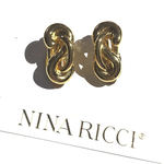 1394VINTAGE  NINARICCI ニナリッチ  チェーンツイストゴールドイヤリング  ブライダル　結婚式　アンティーク  ヴィンテージ  ギフト　90年代ninaricci