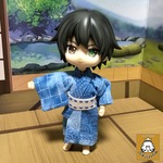 ねんどろいどどーるサイズ　刺子風柄の浴衣/水色