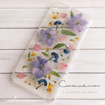 ラークスパーとメラスフェルラのAndroid押し花スマホケース