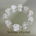 クラック水晶　キラキラ　ブレスレット　天然石ブレスレット　Selene crystal
