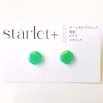 【グリーン×イエロー】廃プラを使用したミニドロップピアス