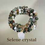 オーシャンジャスパー　3連　ブレスレット　白瑪瑙　貝天然石ブレスレット　Selene crystal