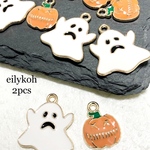 NEW 2個/ハロウィン　ゴースト　パンプキン　チャーム　CH292