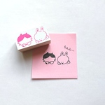 再販✨️[ラクガキの2人組 ねこパチ＆うさぎ] ラバースタンプ スタンプ はんこ