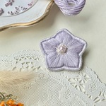 桔梗（キキョウ）の刺繍ヘアゴム・ブローチ