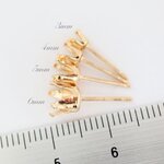 14KGF 真鍮製 4本爪 6mm 空枠 ピアスポスト 1ペア アメリカ直輸入