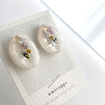 クリア×ホワイトマーブルイヤリング