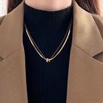 《ステンレス》gold ダブルレイヤーとリングのネックレス【N-546】