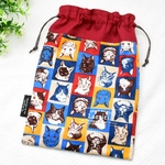 【SALE】本の持ち歩き用巾着◆猫タイル