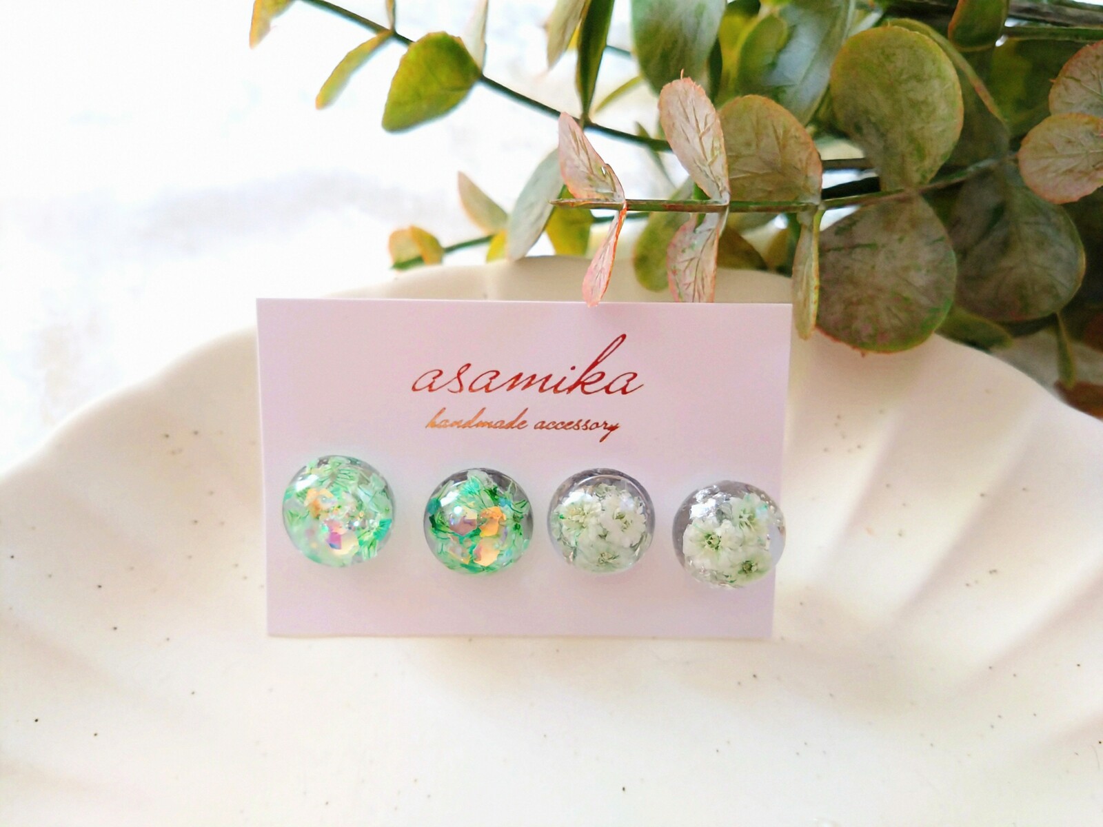 かすみ草　パールブロンピアス　ハンドメイド かすみ草パールブロンピアス | liqui
