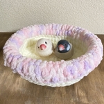 鳥ちゃんの為の長皿巣(大)【ピンク×白】