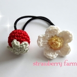 [新色]コットン🍓いちごのヘアゴム(レッド)