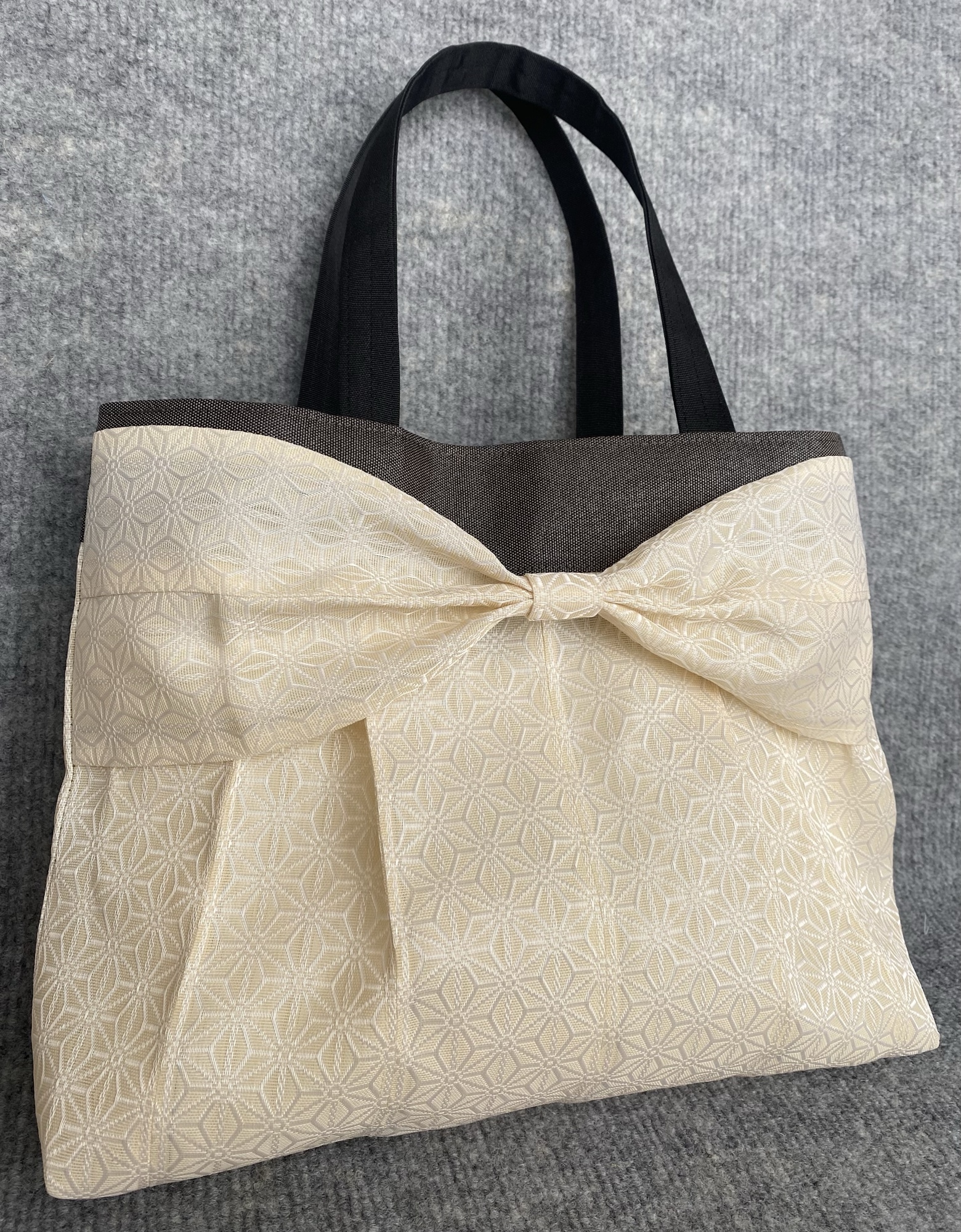 受注生産】倉敷畳縁シンプルリボンショルダーバッグ(たまごさら