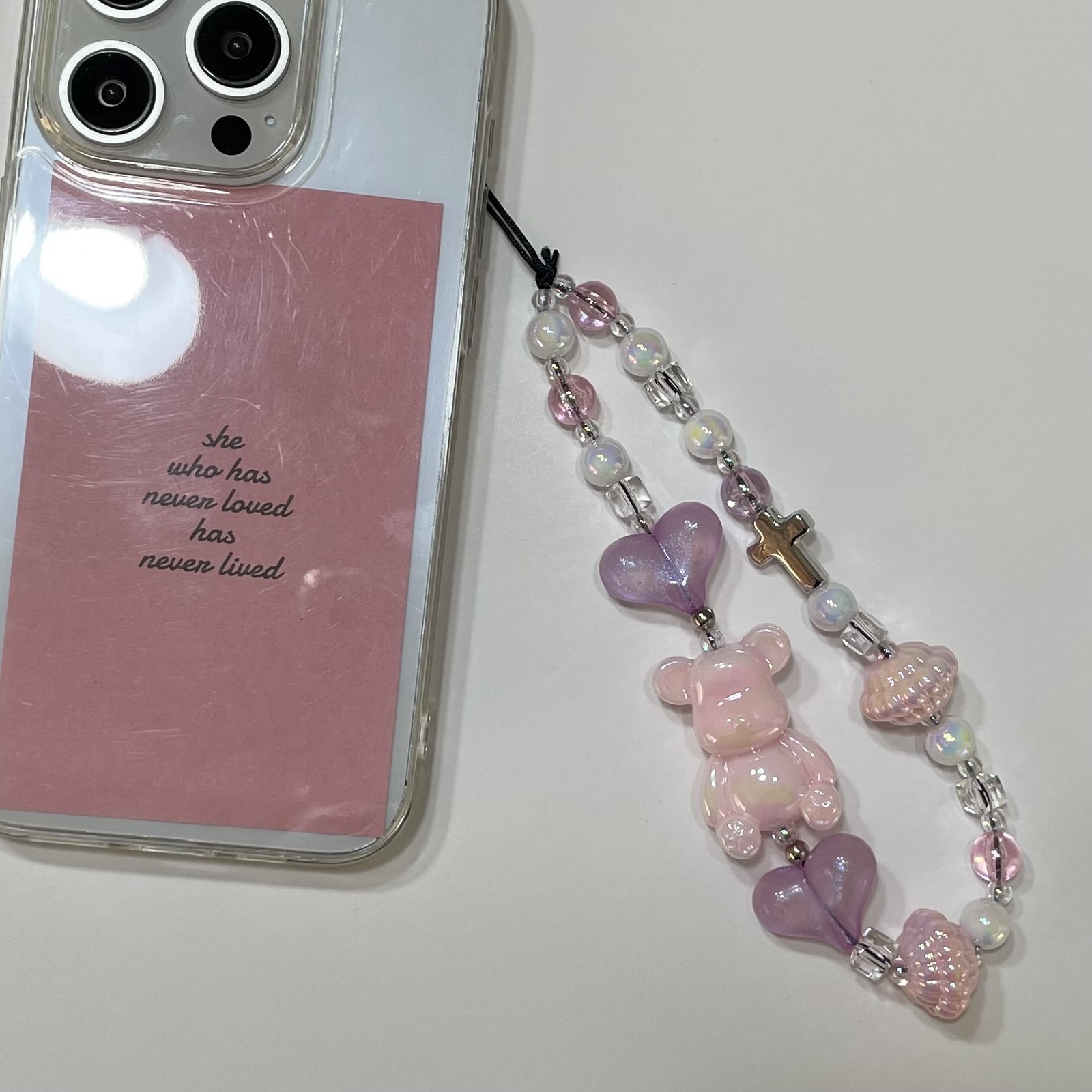 s-120】ビーズストラップ スマホ❁ニコちゃん カラフル 個性的