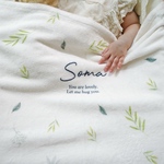 Blanket  leaf🌿 ／ ブランケット 名入れ　出産祝い　おくるみ　名入れギフト　リーフ　